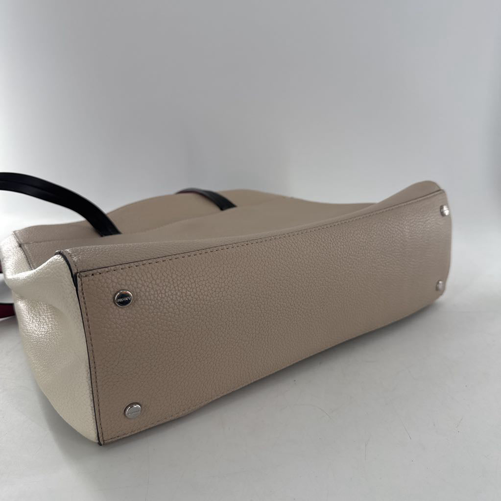 vegan leather colorblock lg triple compartment tote