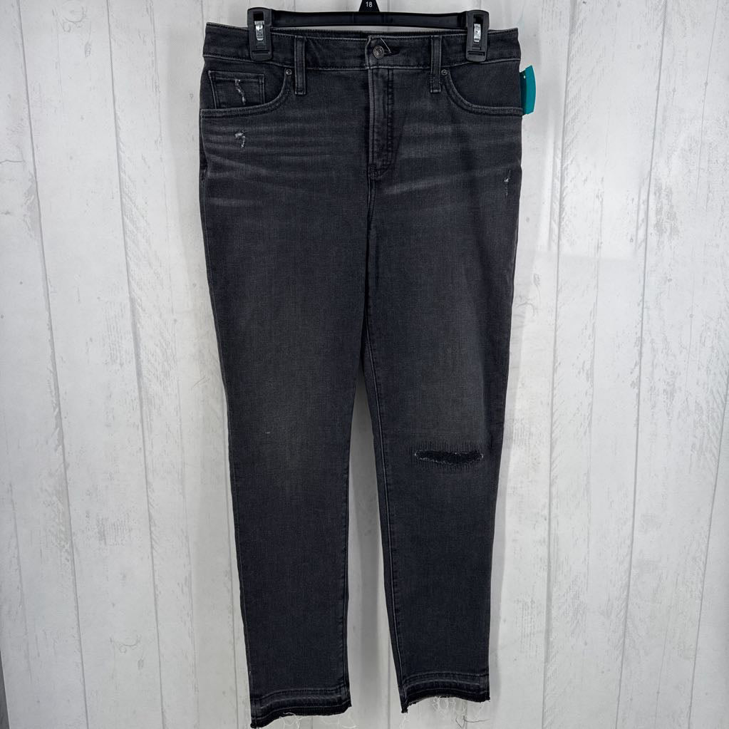 6 distressed slim leg ankle jeans