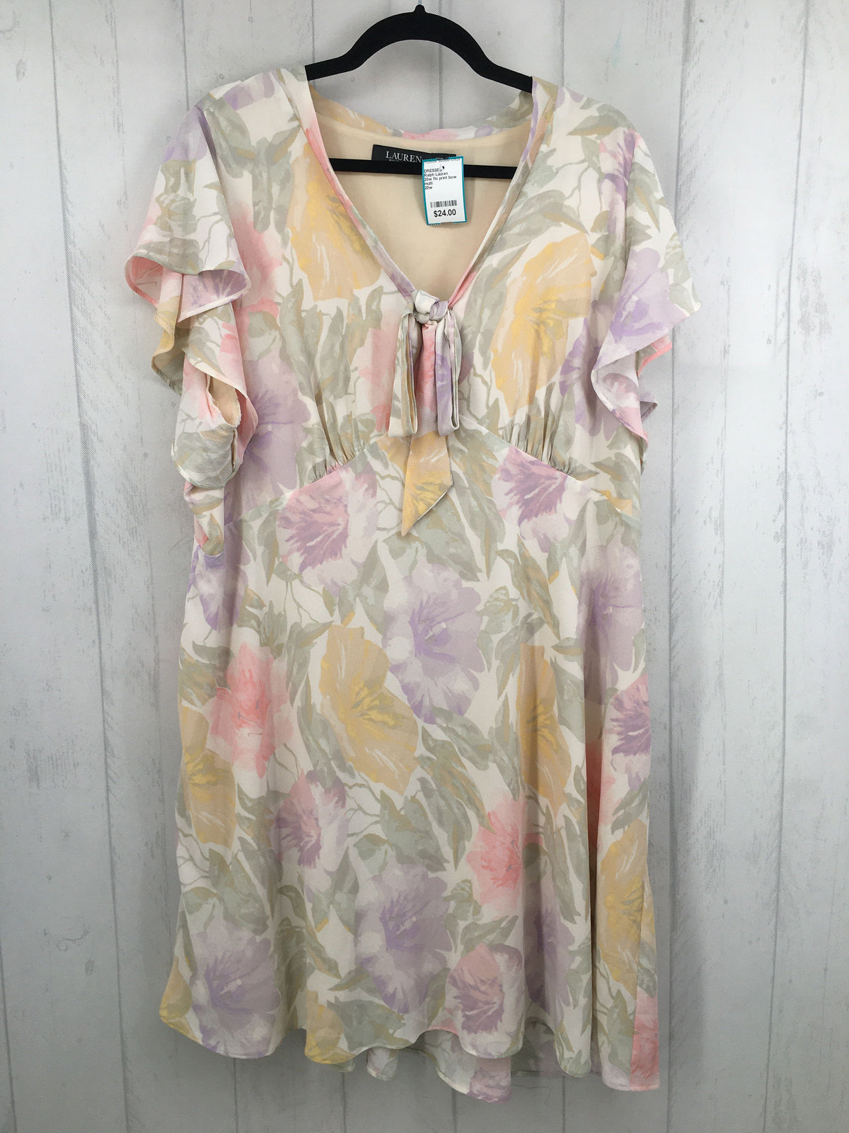 20w flo print bow front s/s dress