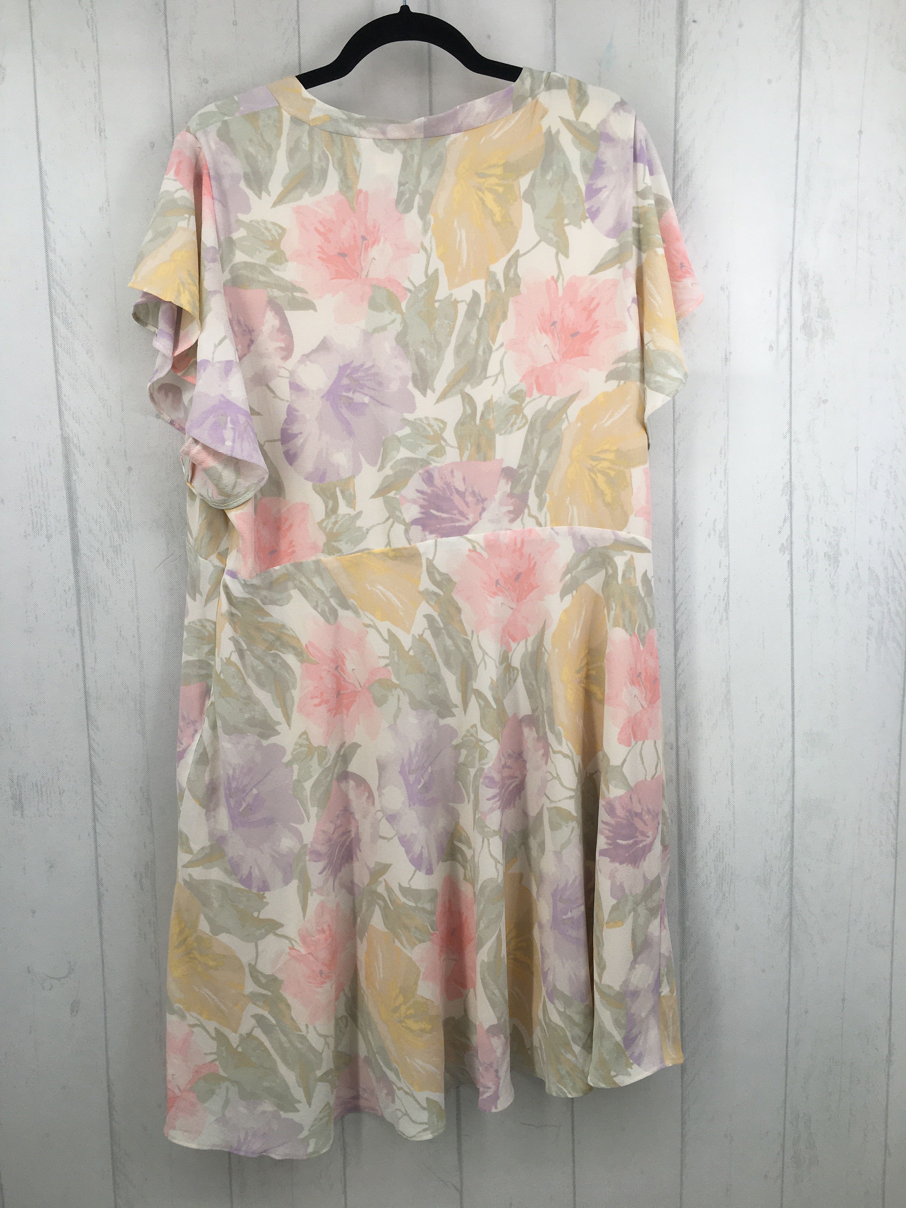 20w flo print bow front s/s dress