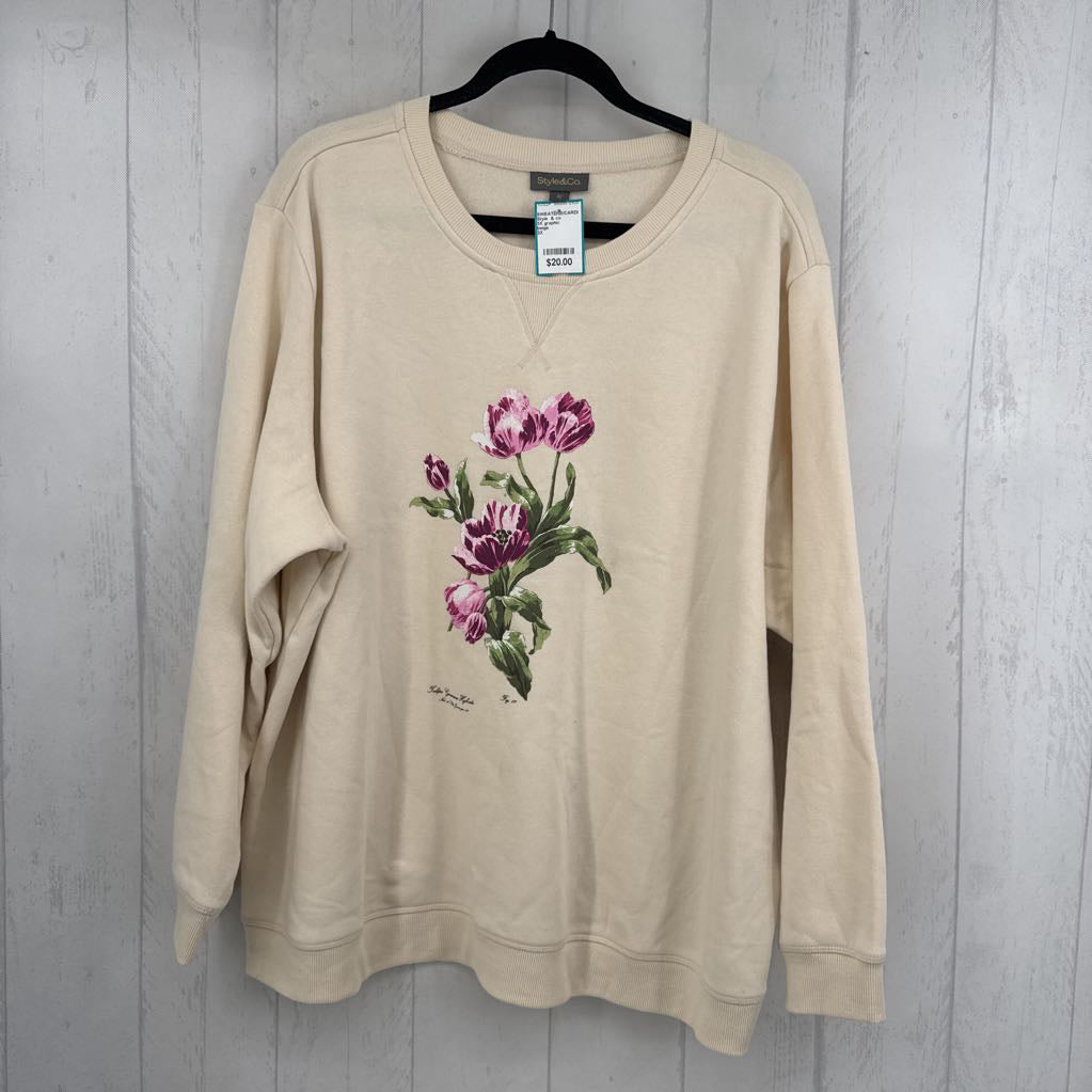 3X graphic sweatshirt-purple flowers