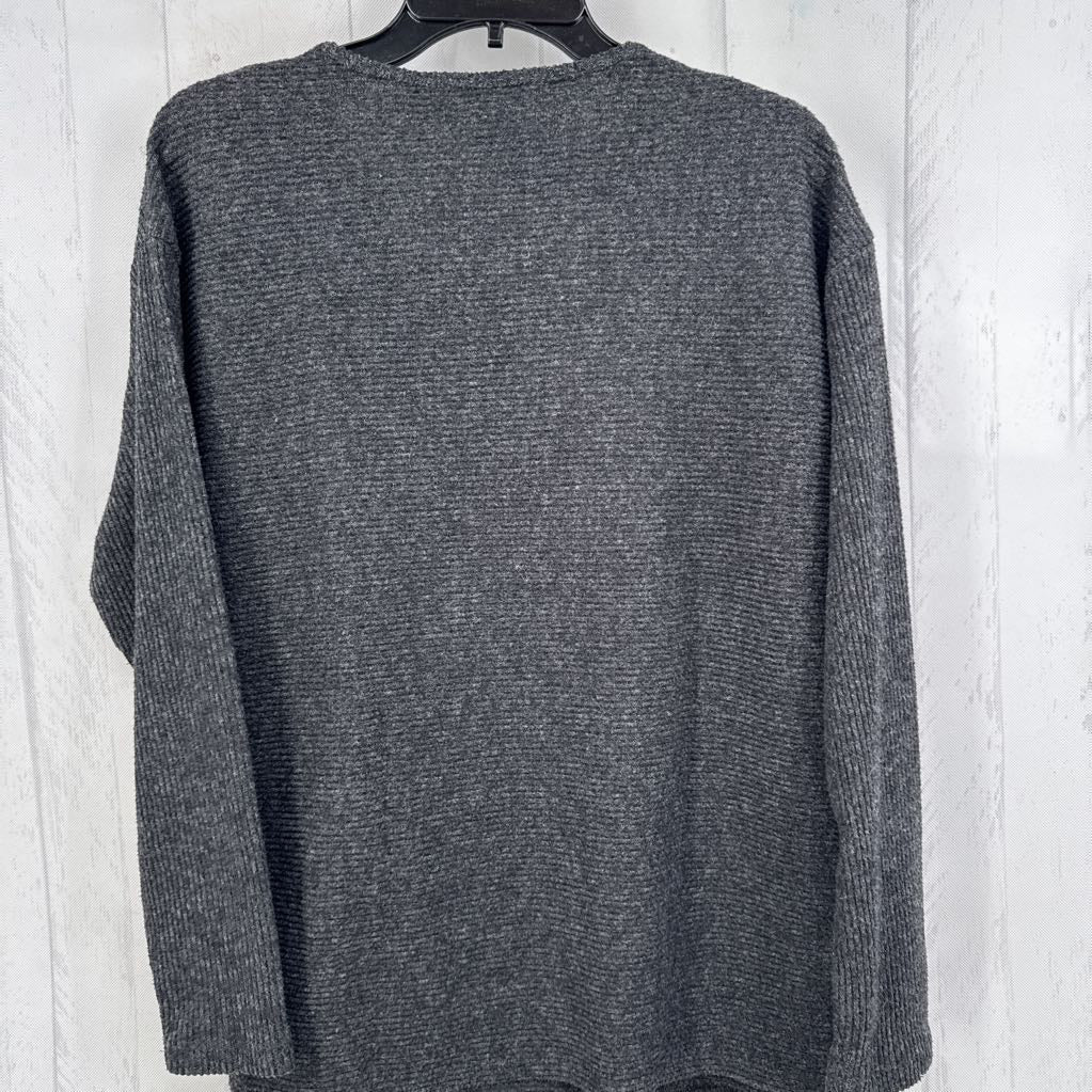 XS rib knit tie front l/s top