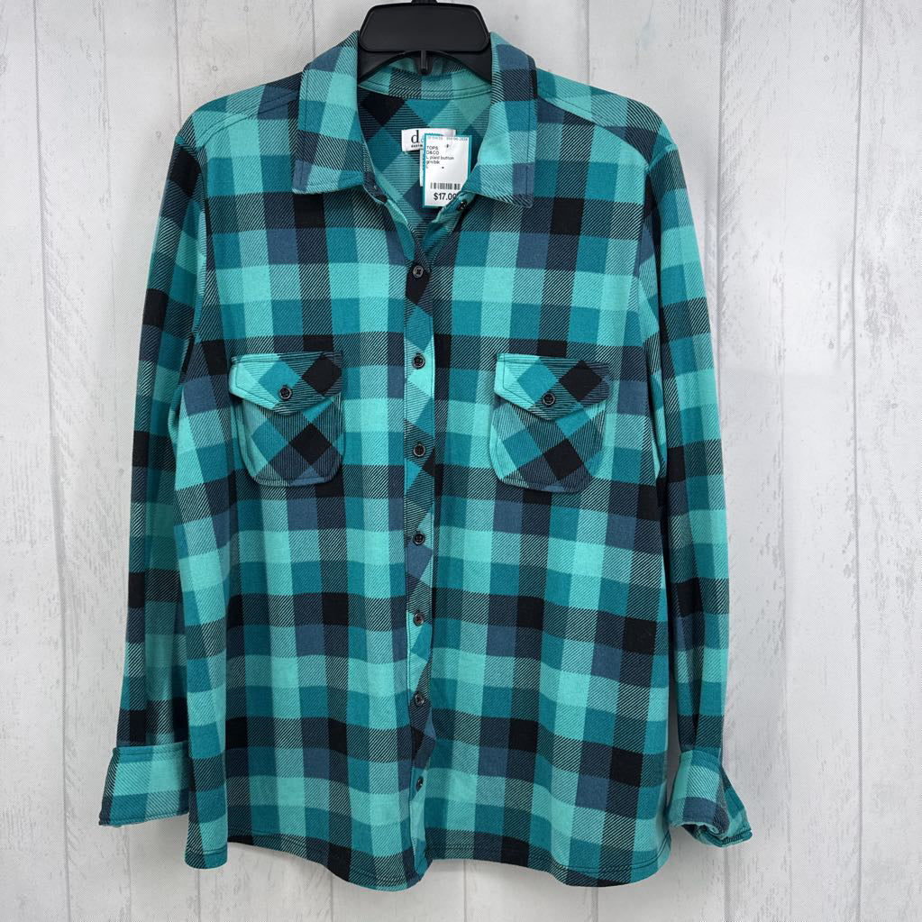 L plaid button down l/s top