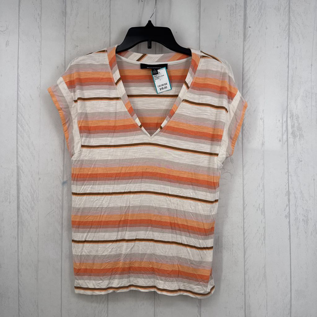 S striped v-neck s/s tee
