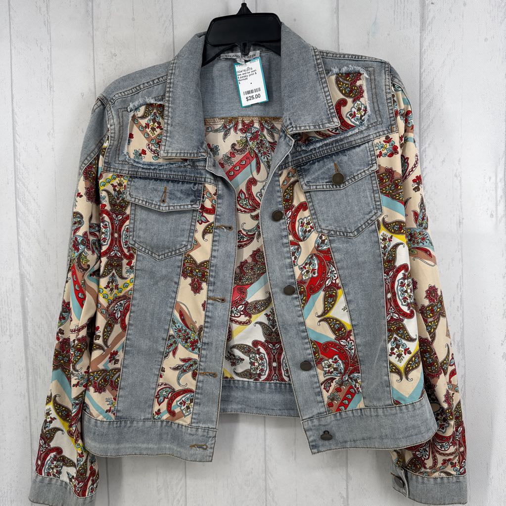 S paisley print & denim jacket