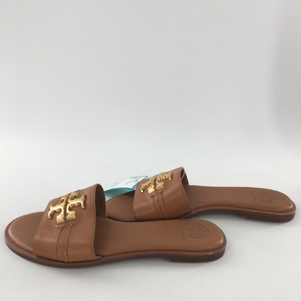 6.5 leather logo slide sandal