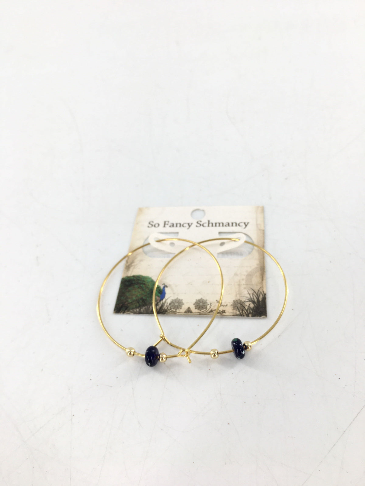 18k gold plated navy sea glass hoop earrings