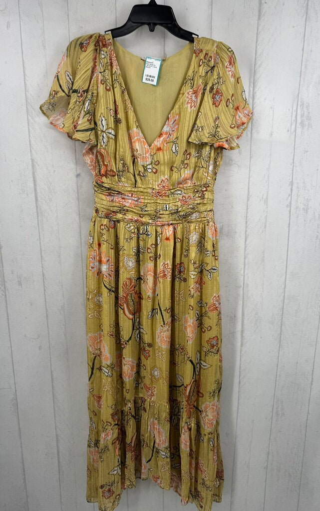 L flo print v-neck s/s dress