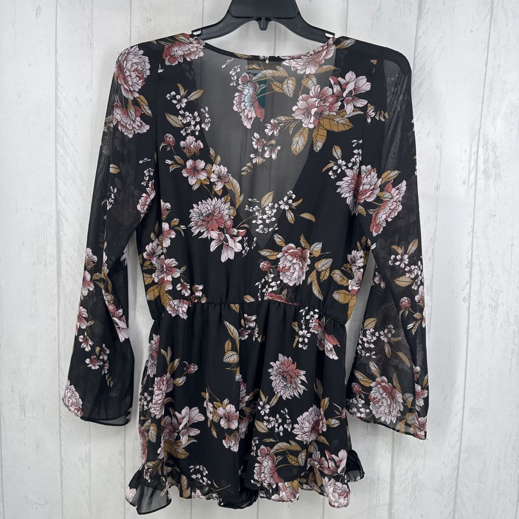 L flo print crossover l/s romper