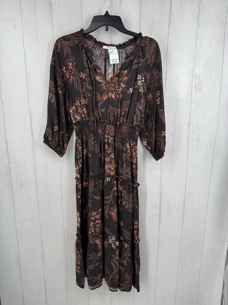 S elbow slv tiered ruffle floral maxi dress