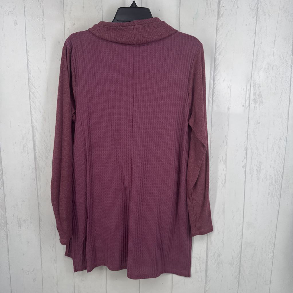 L l/s waffle cowl neck top