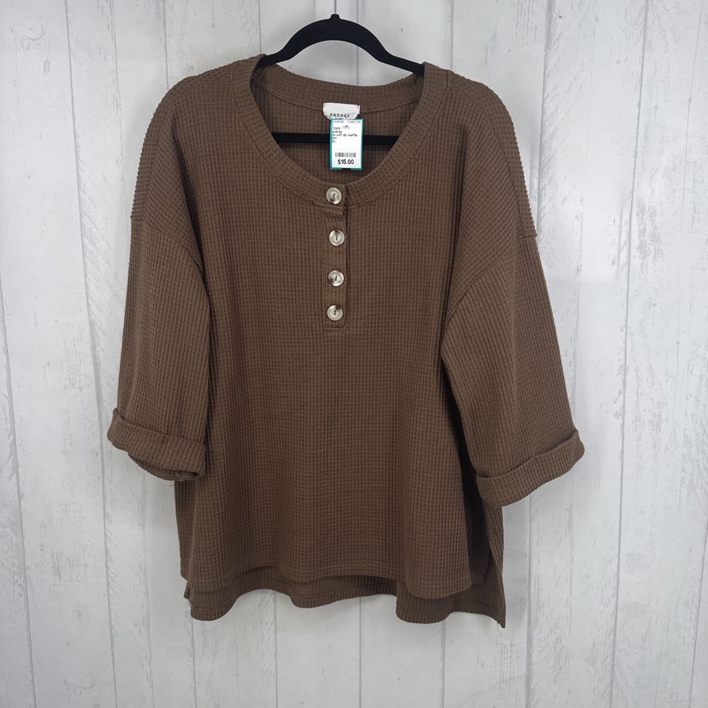 2x cuff slv waffle top