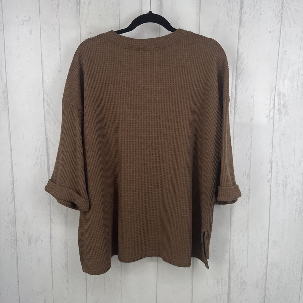2x cuff slv waffle top