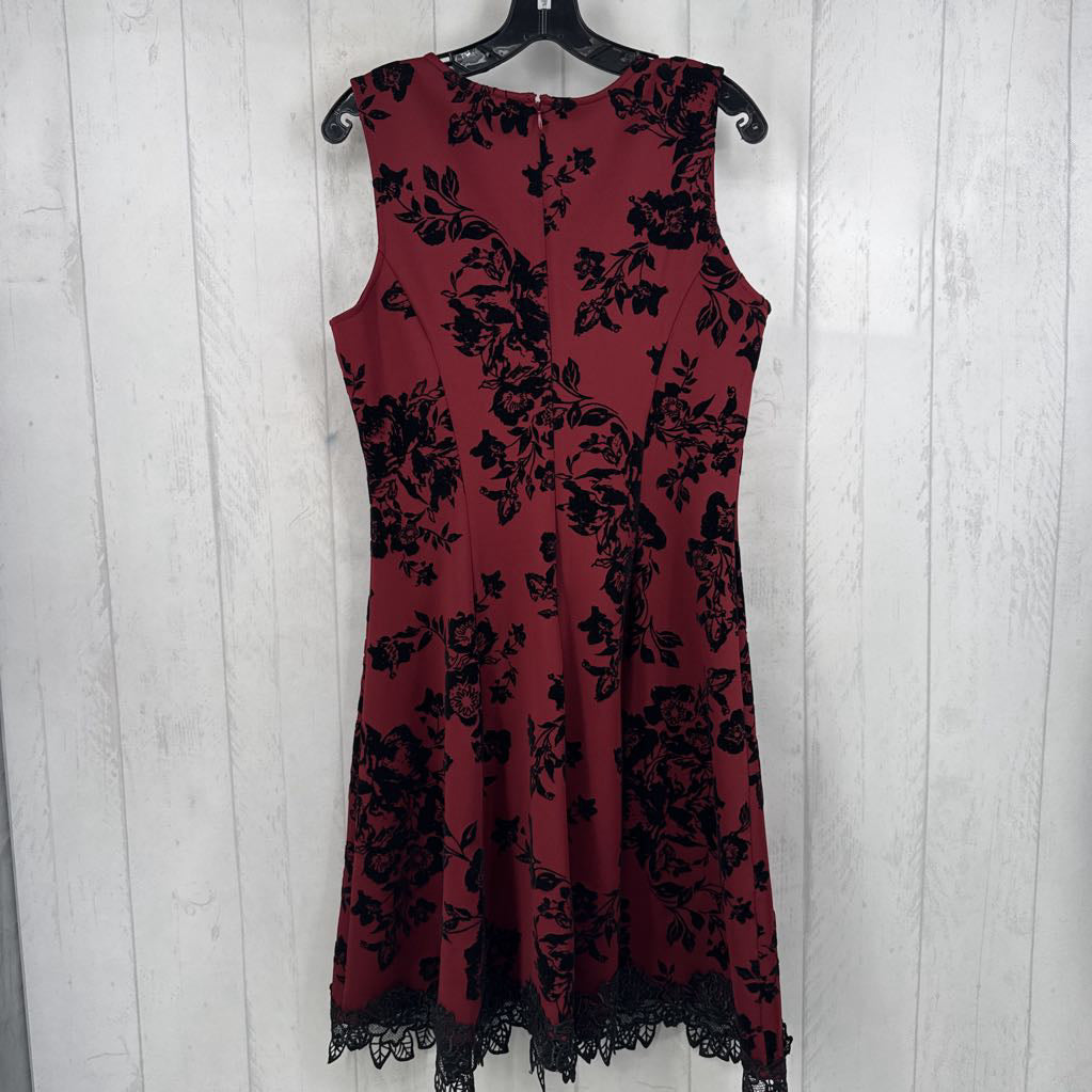 8 slvls flower print lace hem dress