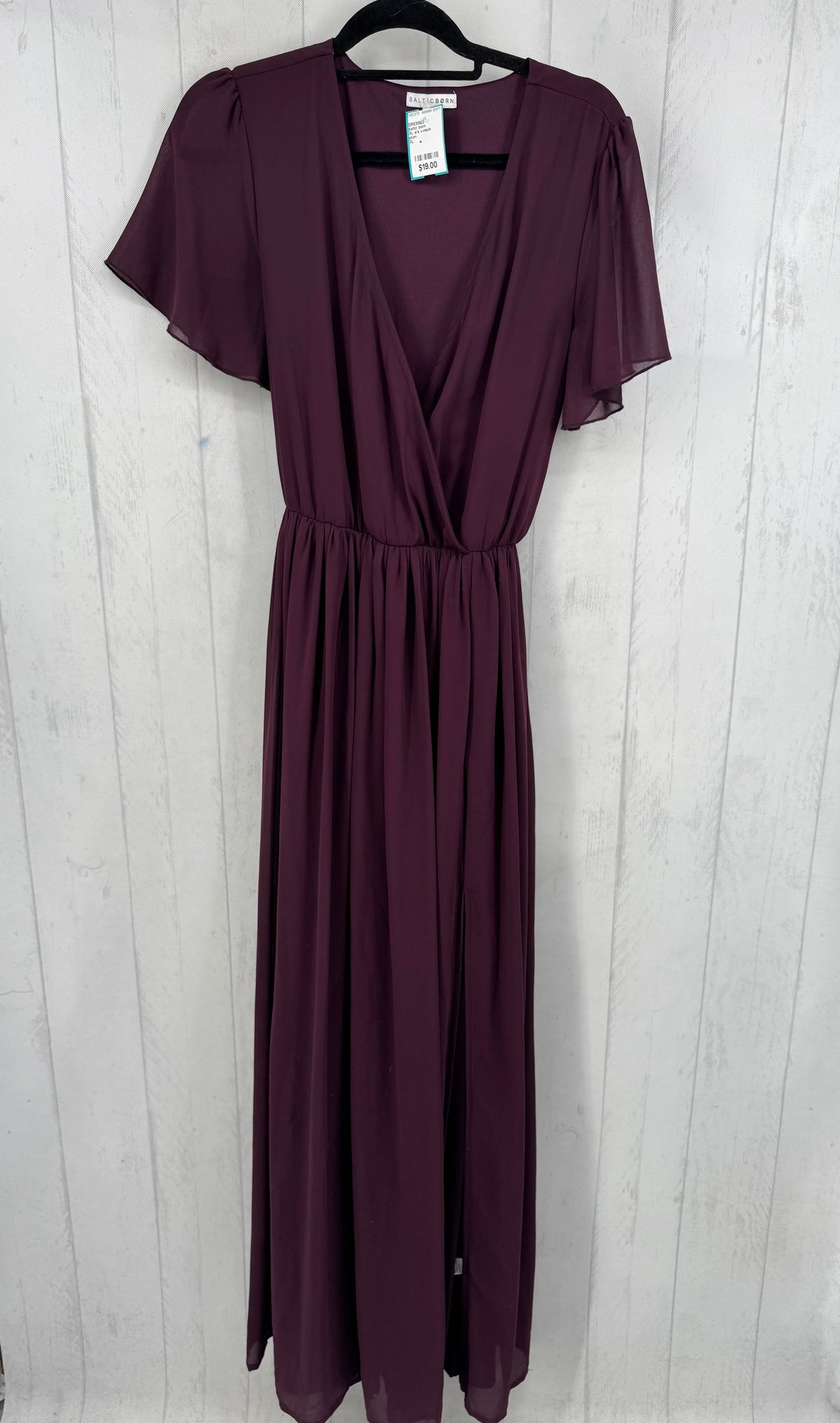 XL s/s v-neck crossover wrap maxi dress