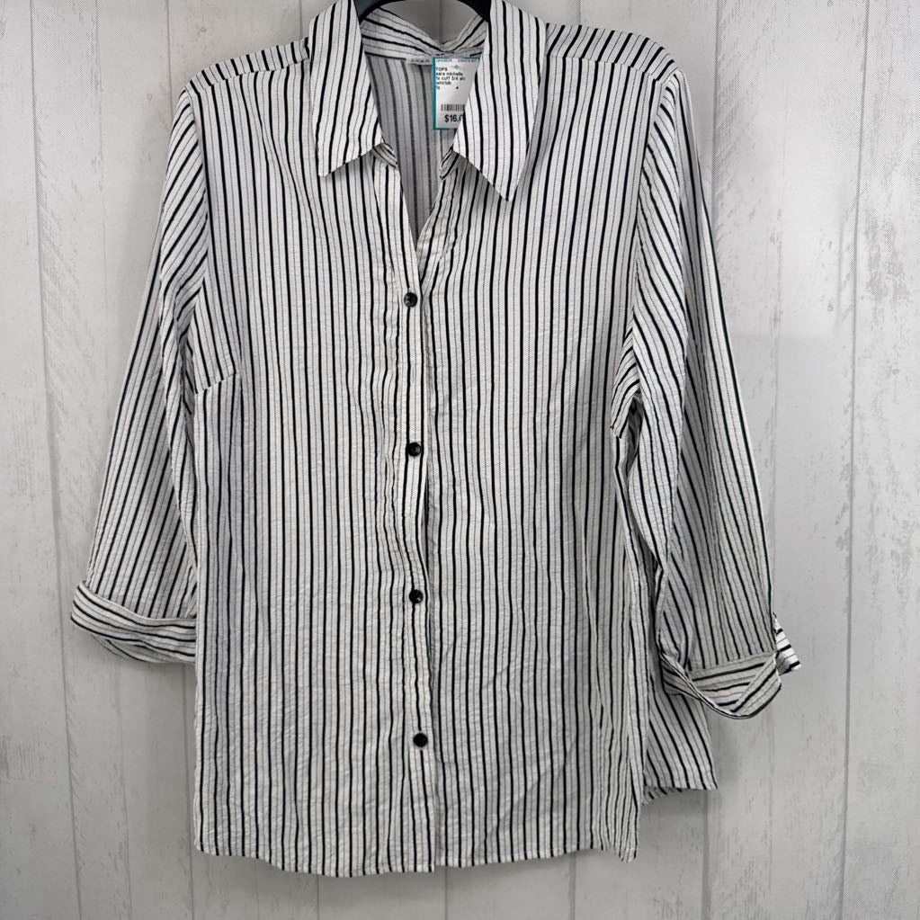 1x cuff 3/4 slv stripe button shirt