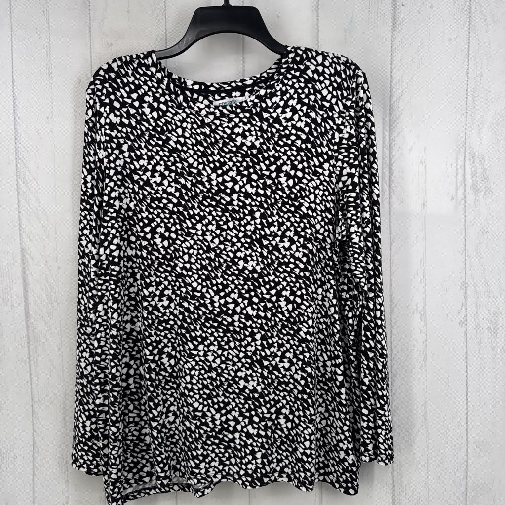 XL l/s abstract dash print top