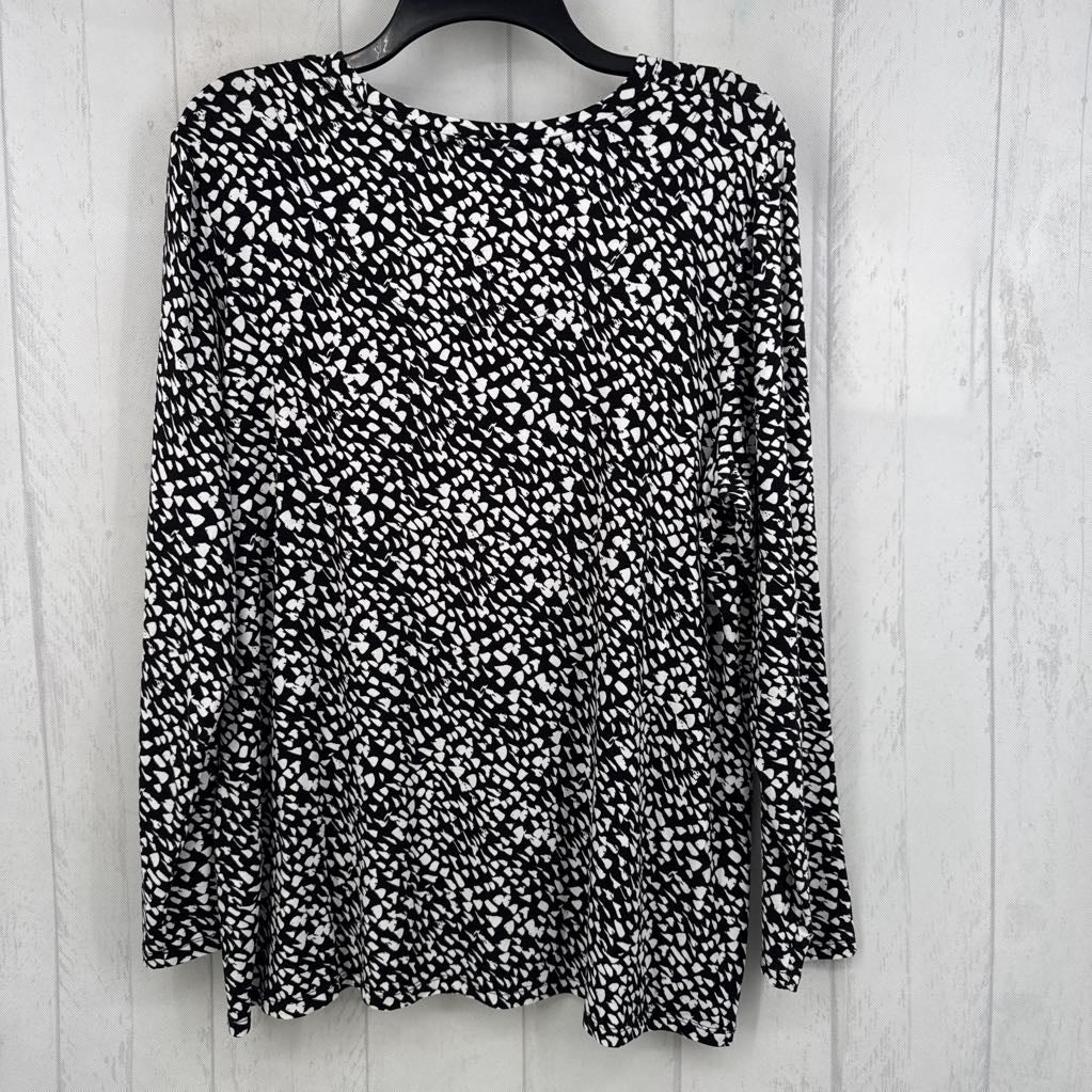 XL l/s abstract dash print top