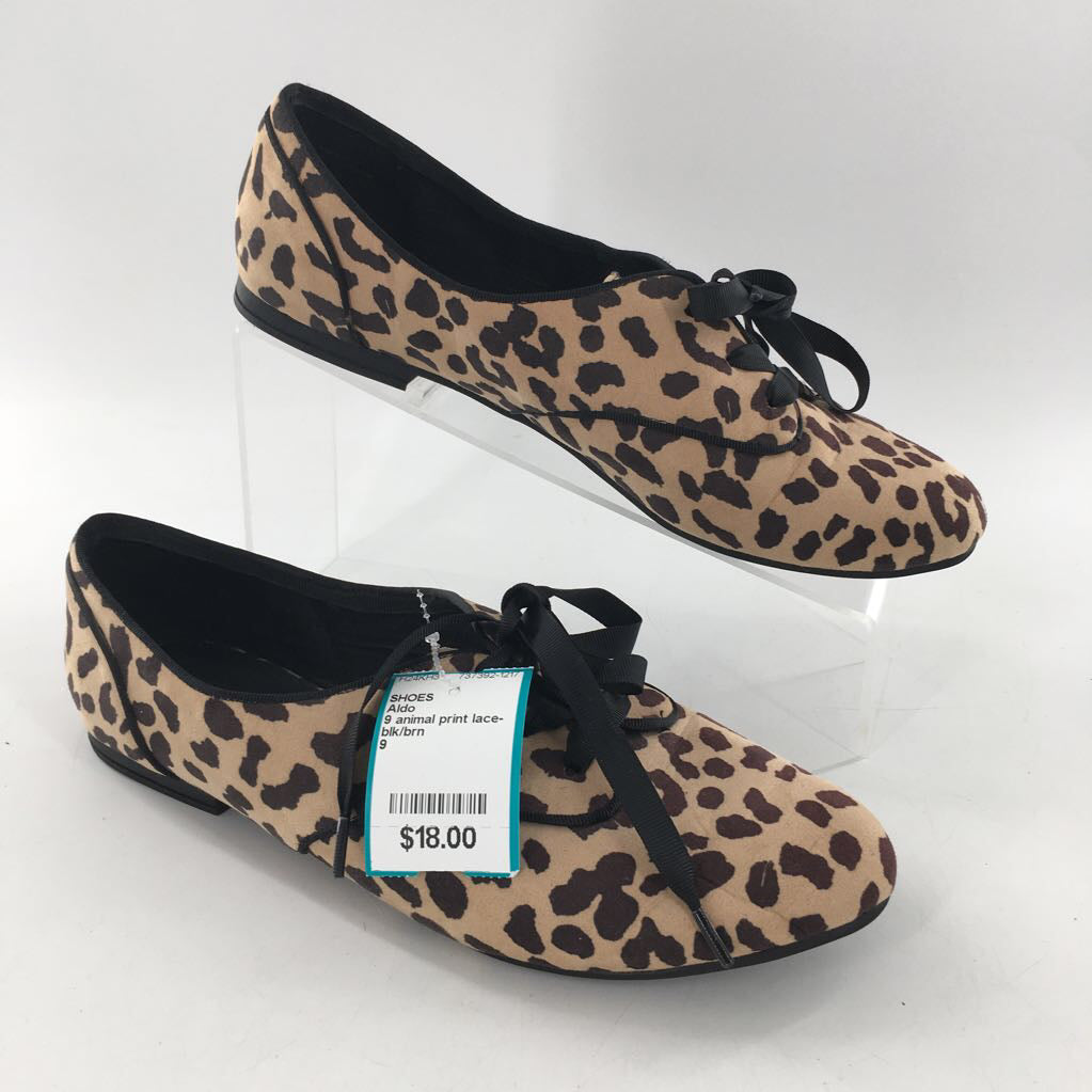 9 animal print lace-up flats
