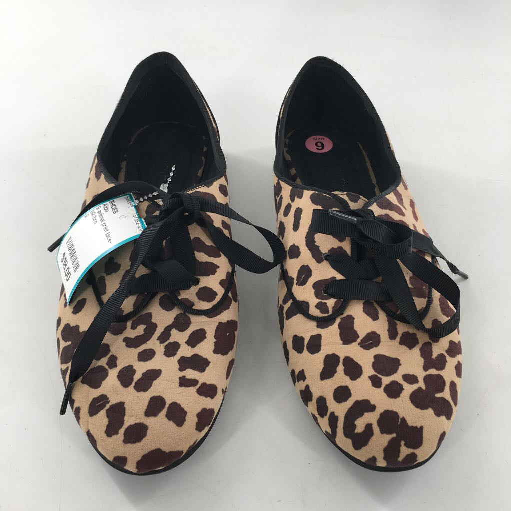 9 animal print lace-up flats