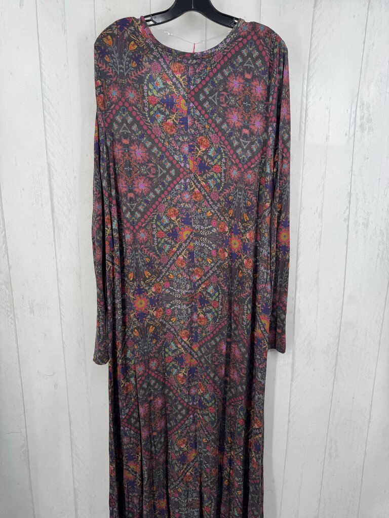 M colorful flo print l/s dress(cut to your desired length)