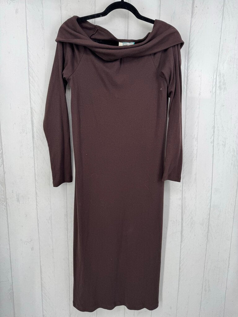 L ribbed cowl neck l/s dress