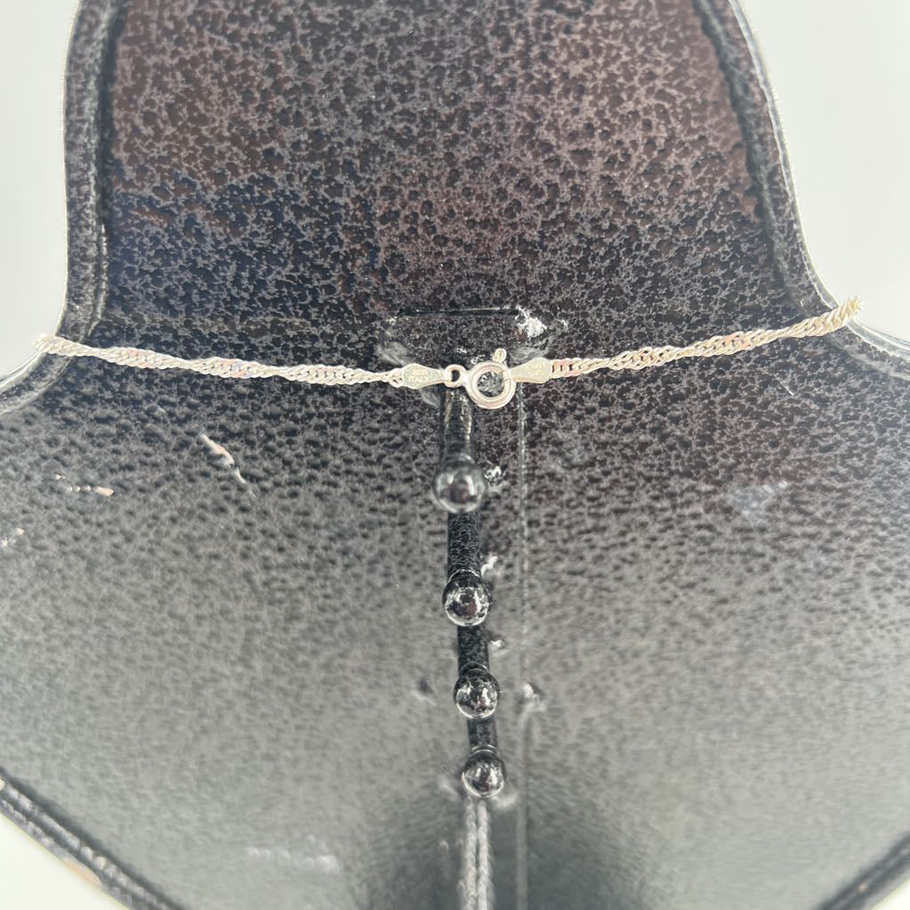 .925 16" silver aqua stone pendant necklace