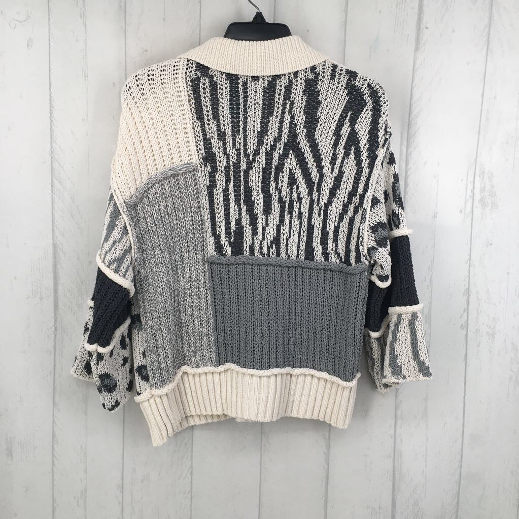 Mp colorblock button down sweater