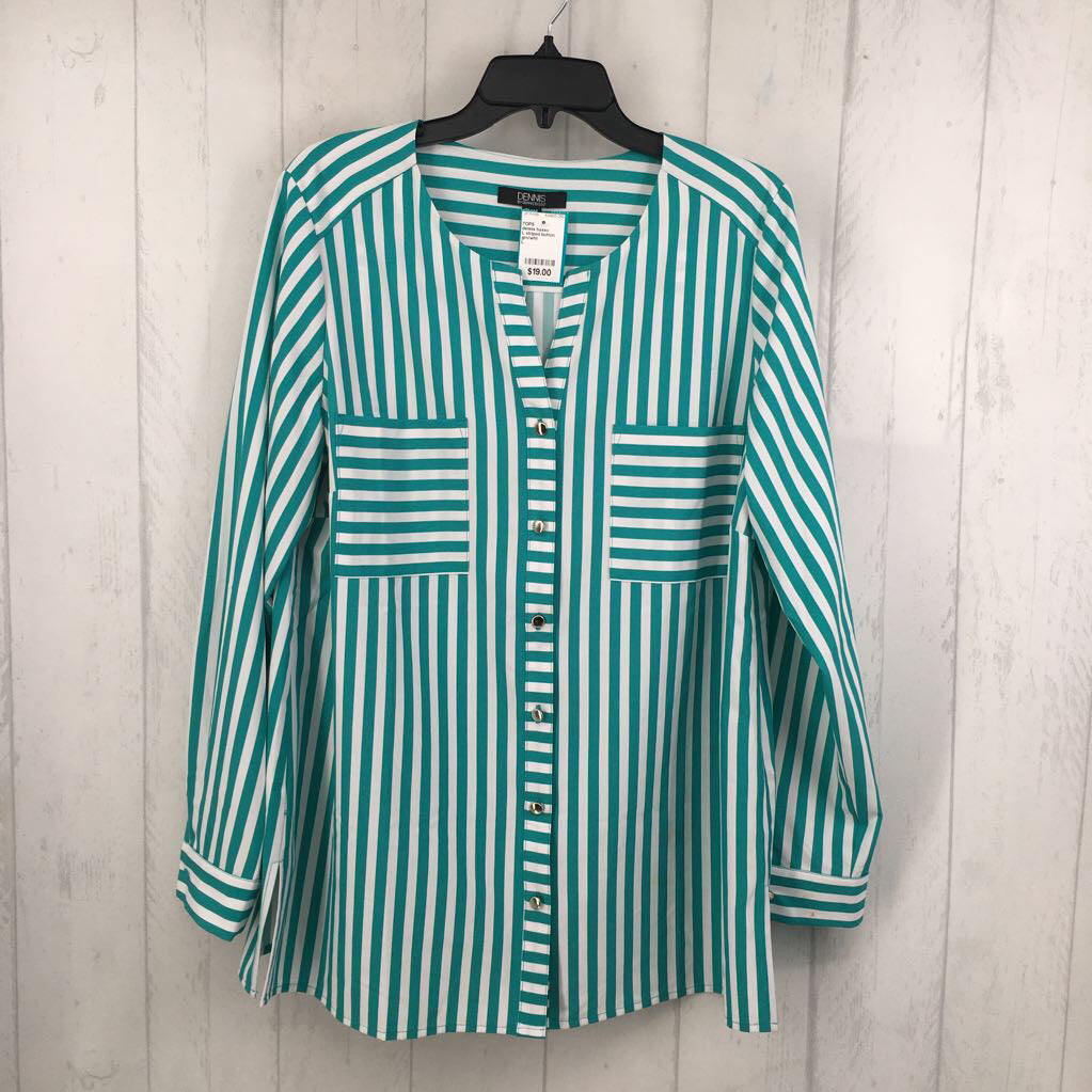 L striped button down l/s top