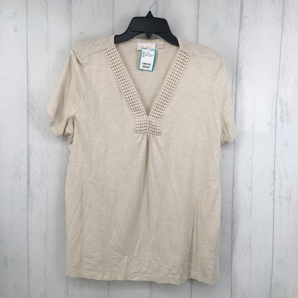 L lacetrim v-neck s/s tee