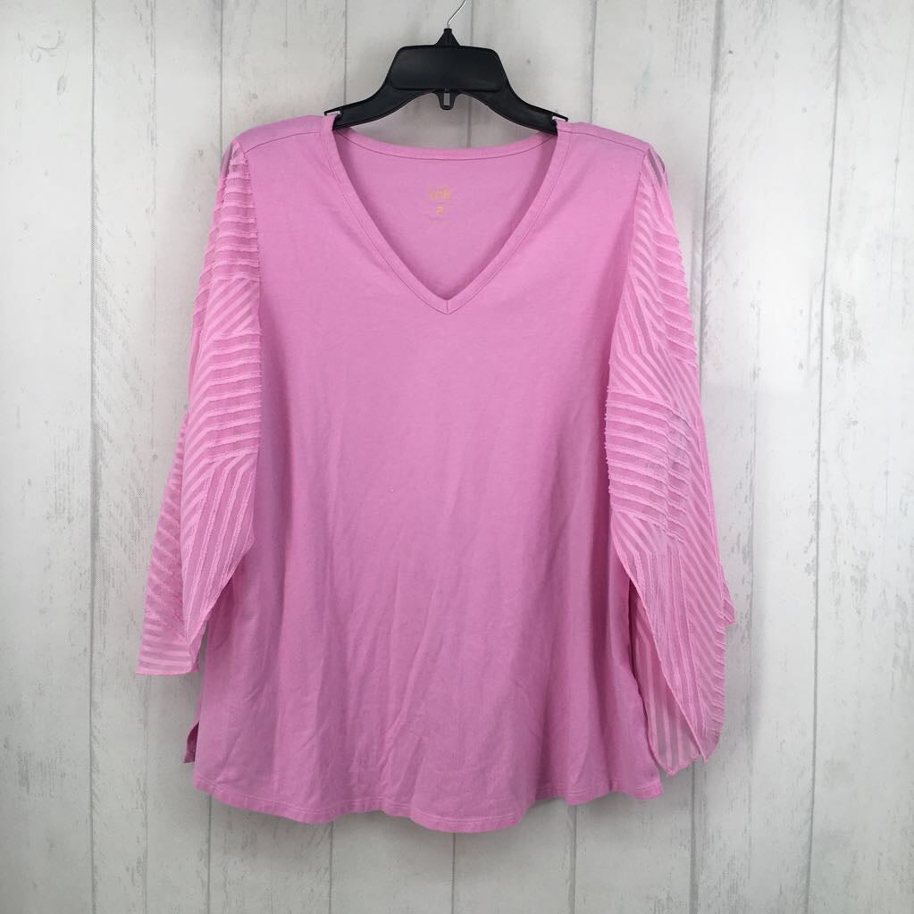 L textured slv v-neck top