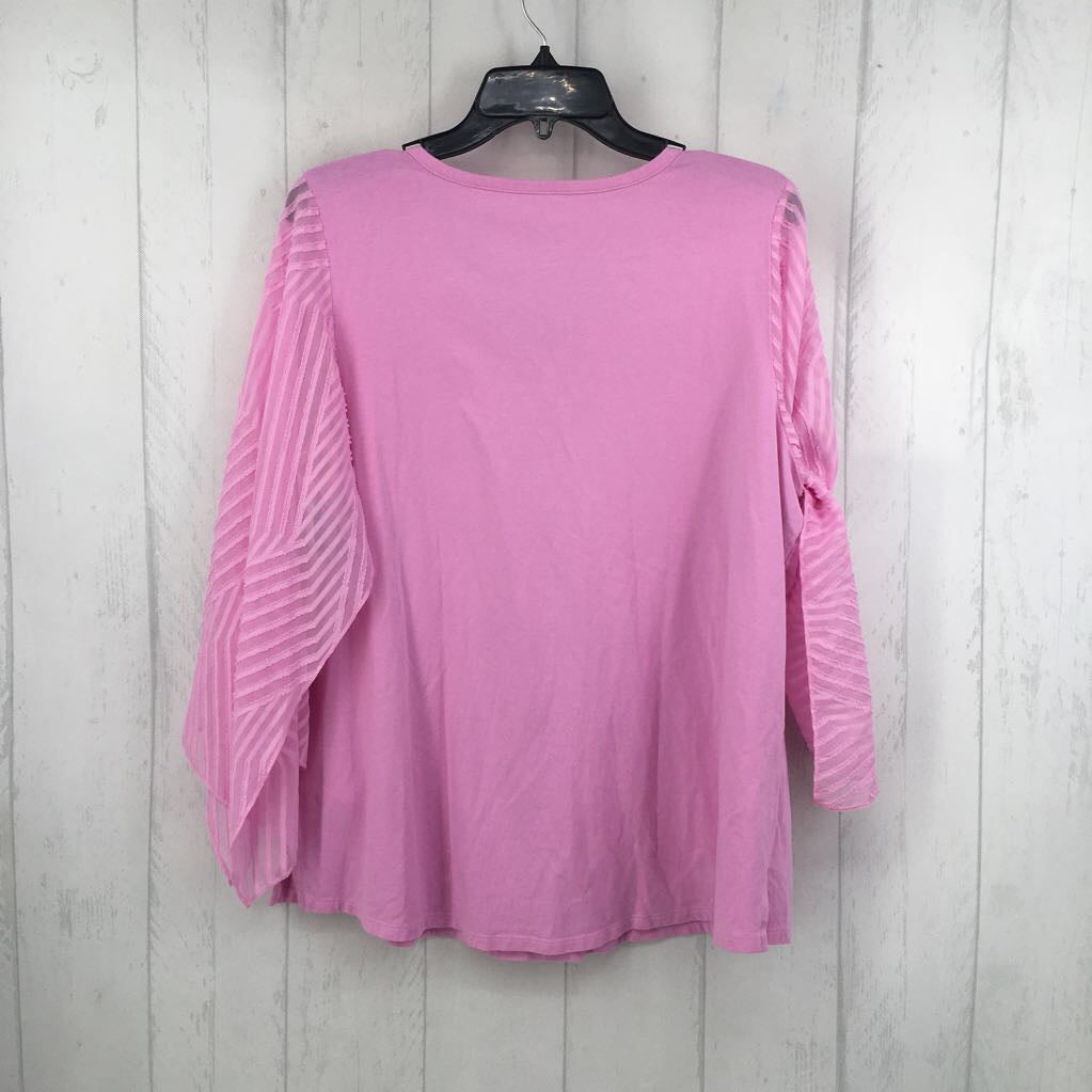 L textured slv v-neck top