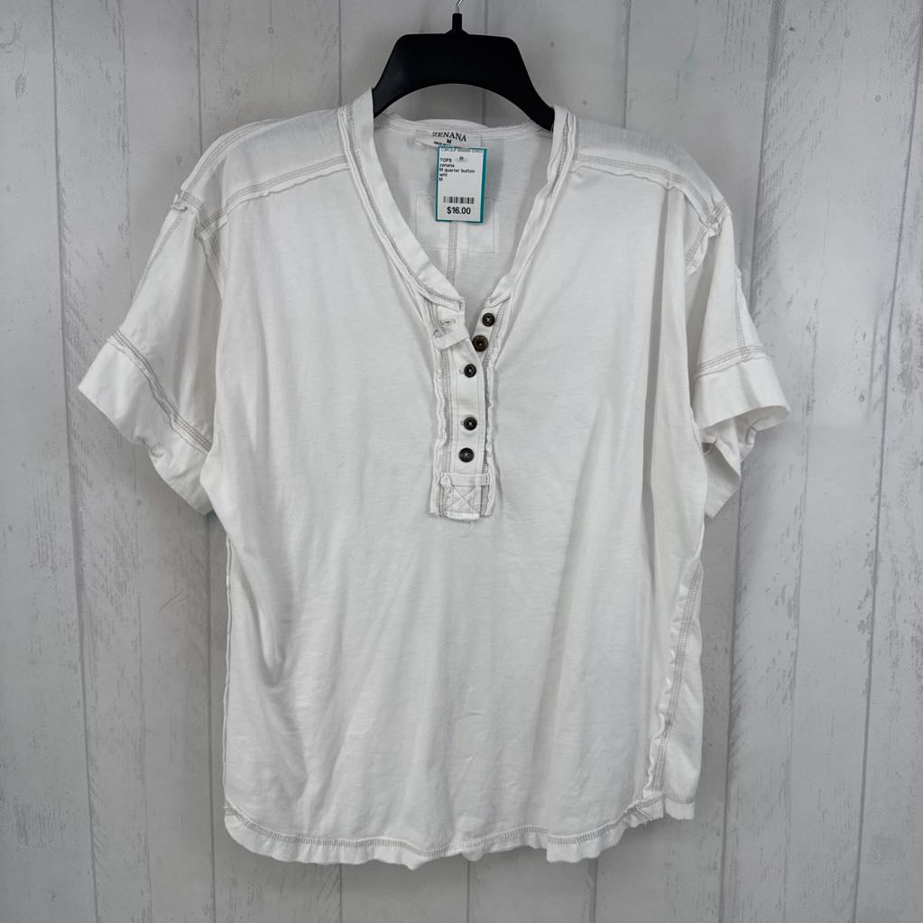 M quarter button down s/s tee