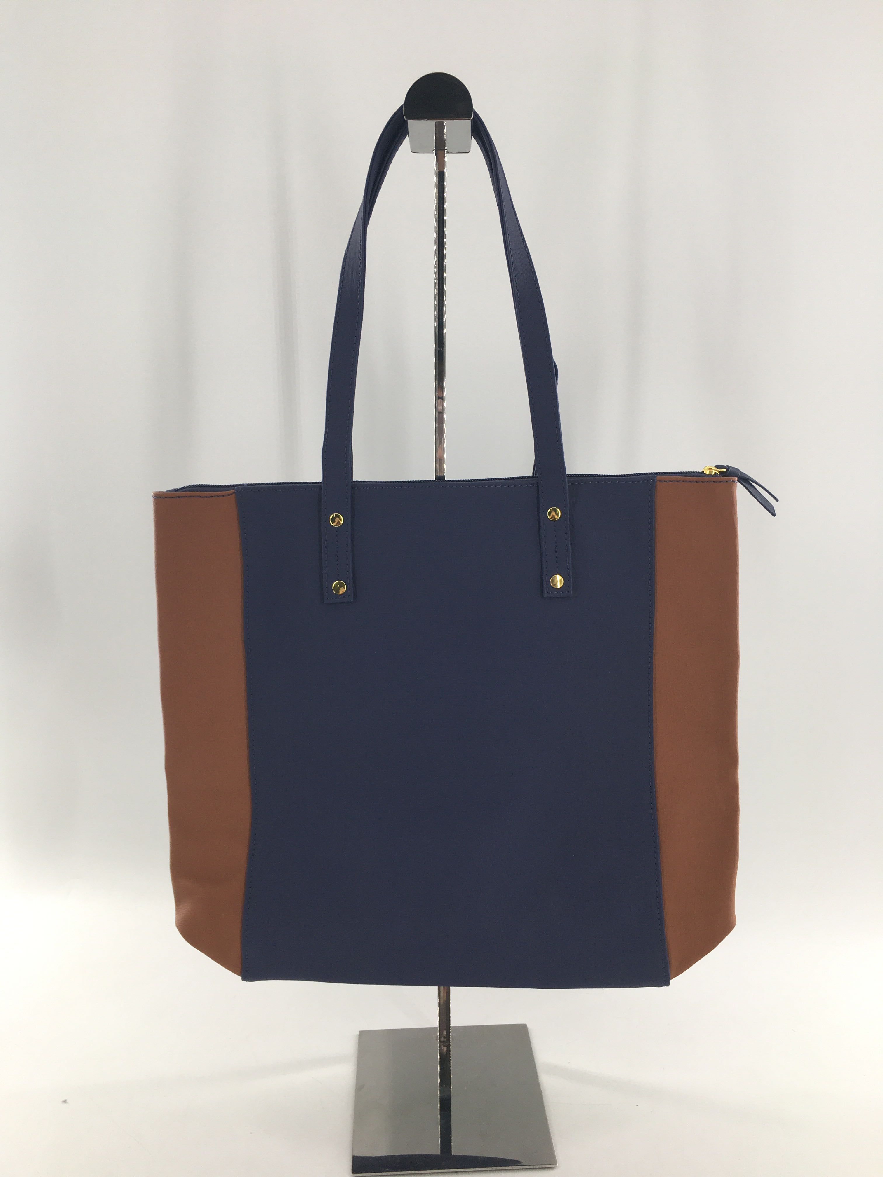 leather colorblock tote