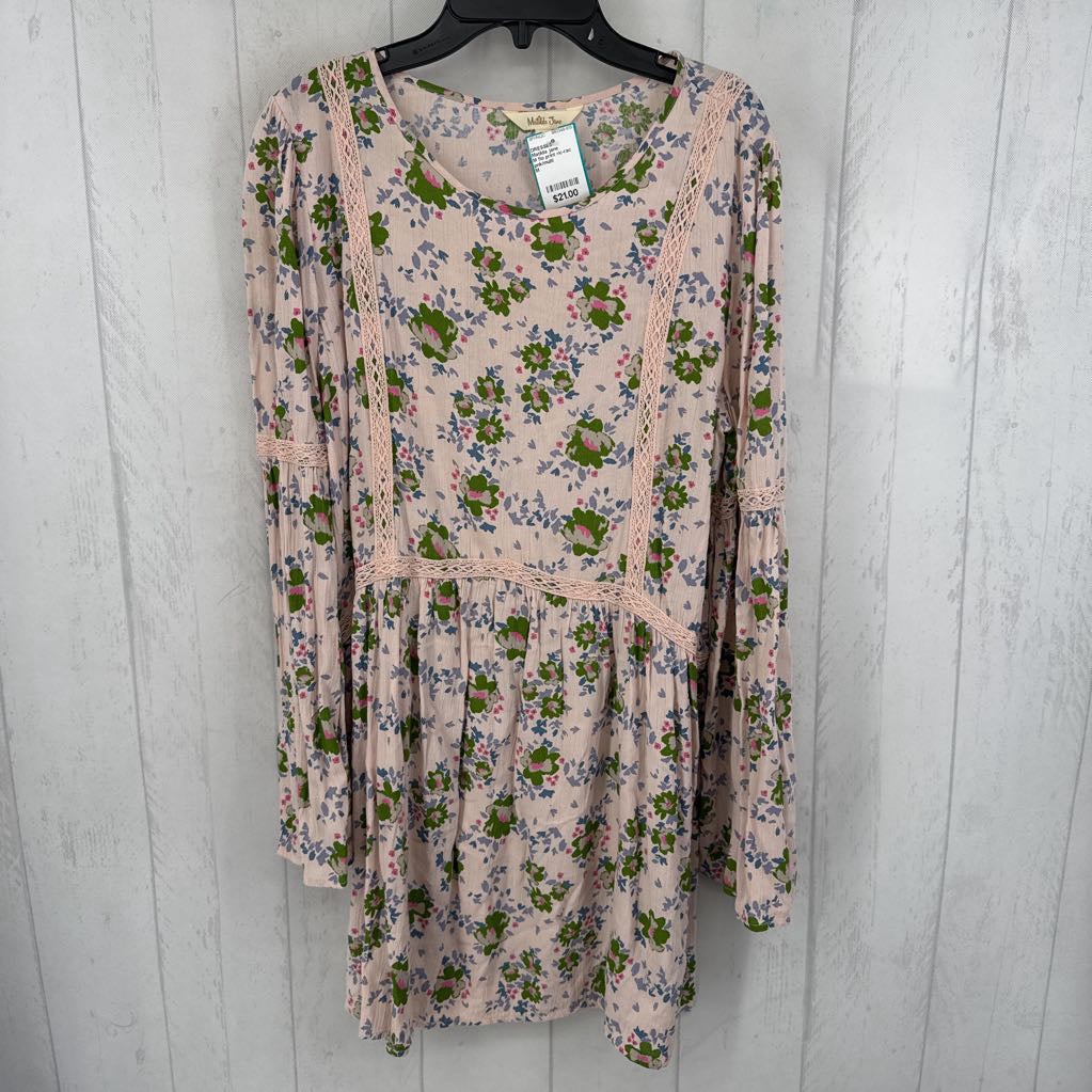 M flo print ric-rac l/s dress