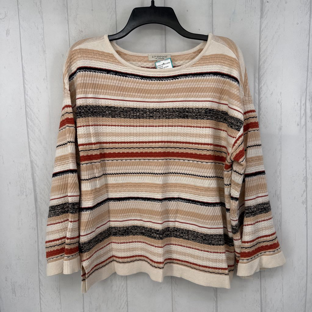 L ribbed striped sweater