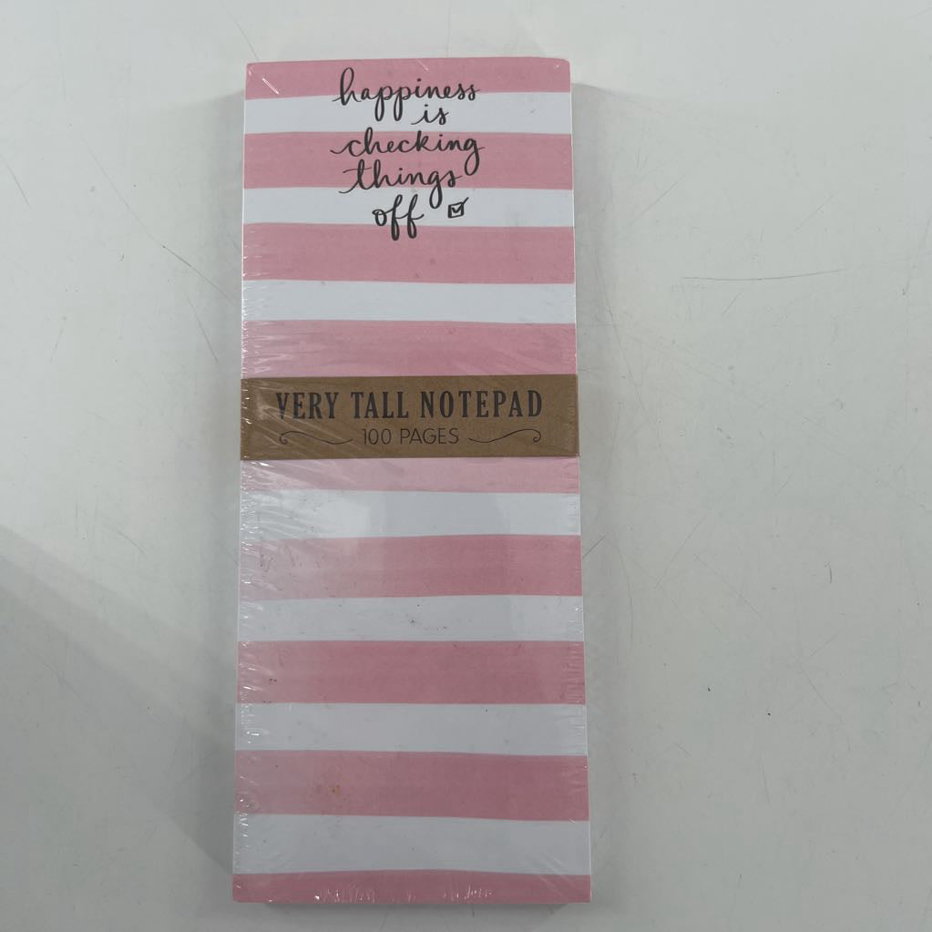 100 page notepad-pnk & wht stripes