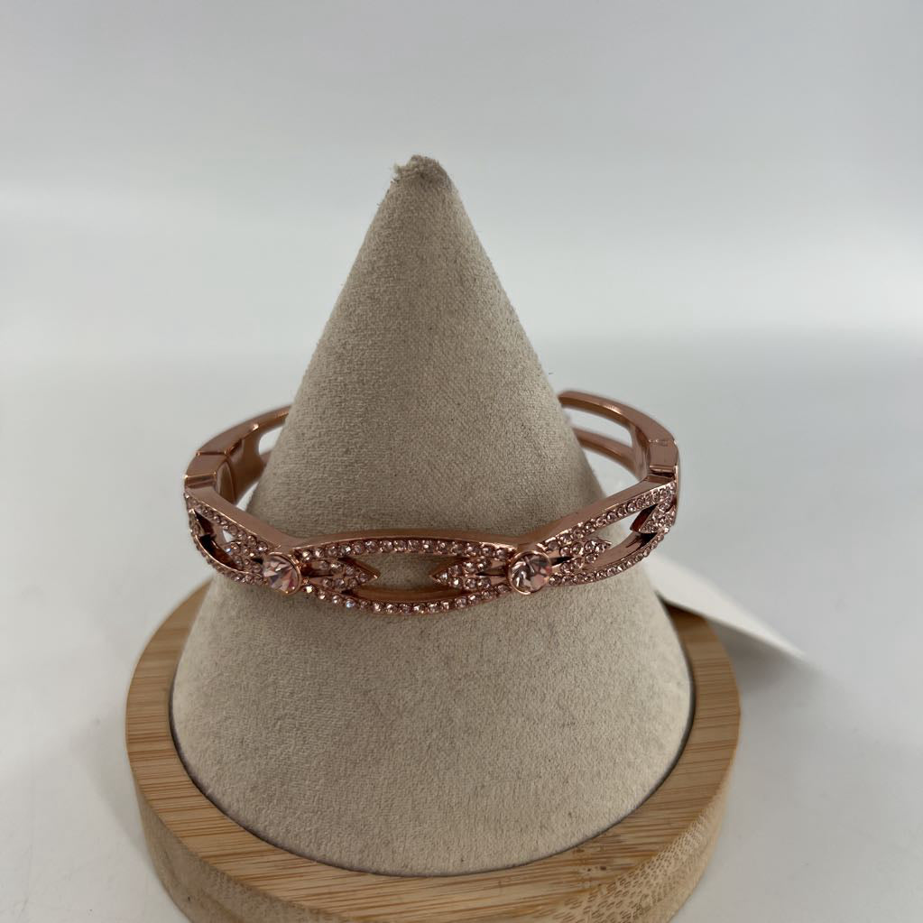 rose gold cz hinged bracelet