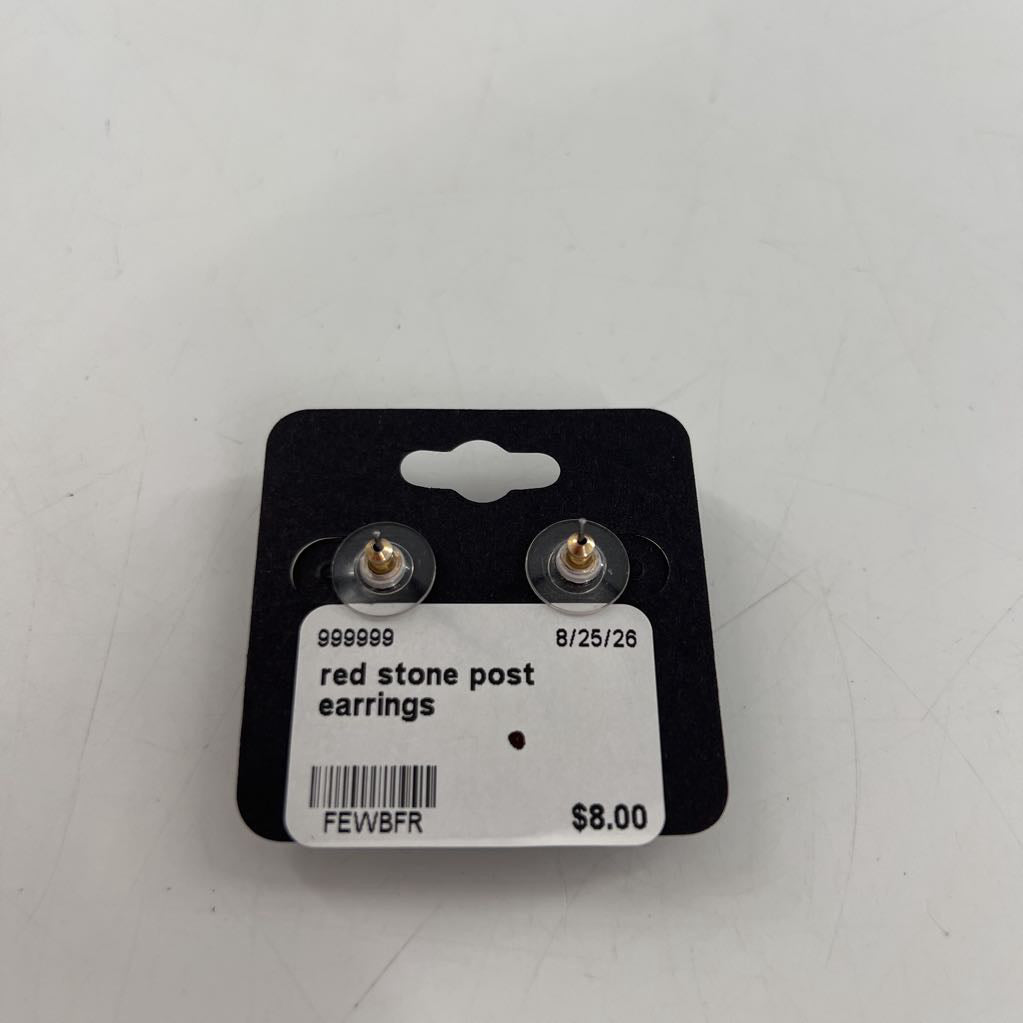 red stone post earrings