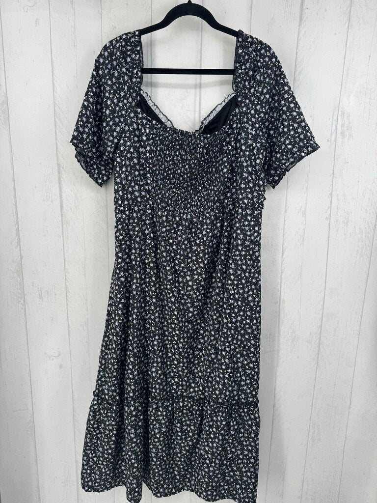2XL flo print s/s maxi dress