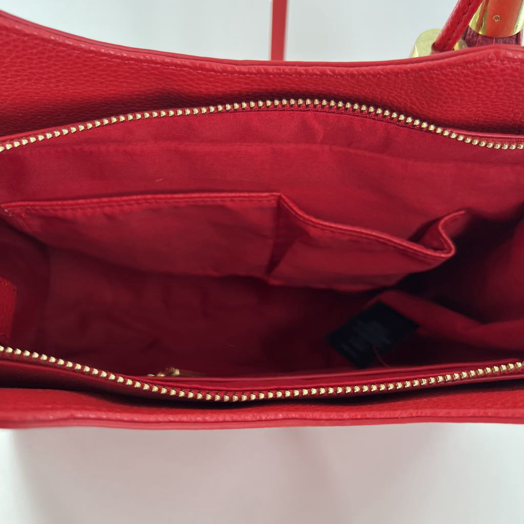 faux leather woven strap tassel satchel