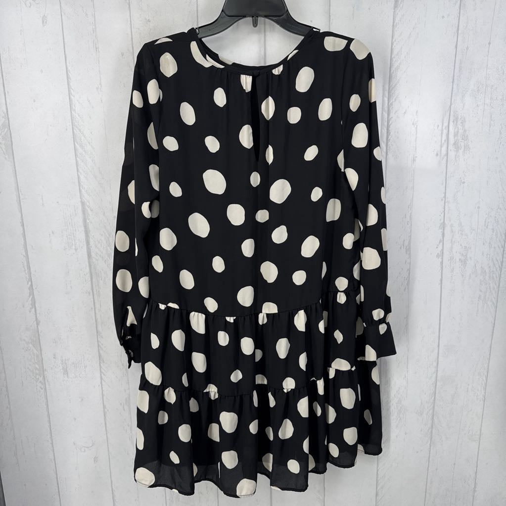 M polka dot tiered l/s dress