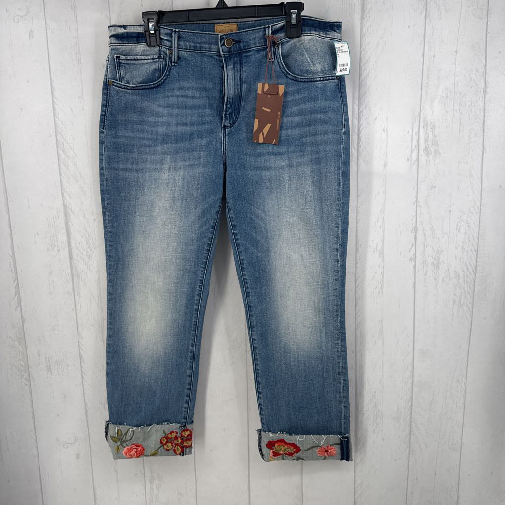 33 flo embroidered crop jean