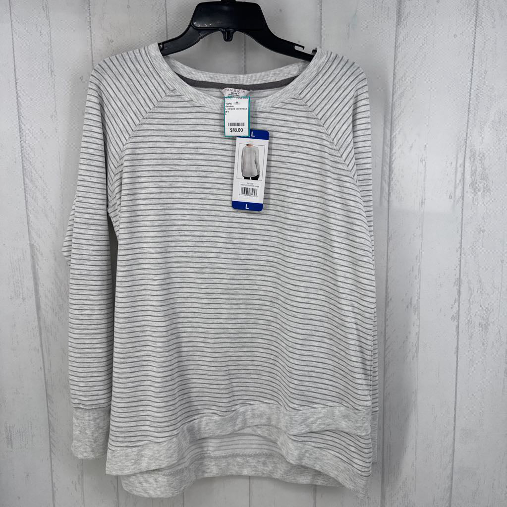 L striped crewneck l/s tee