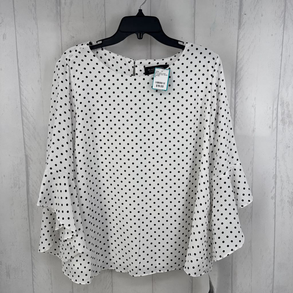 XL polka dot flutter slv top