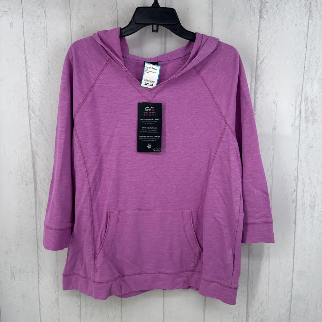 R50 L split neck 3/4 slv hooded pullover
