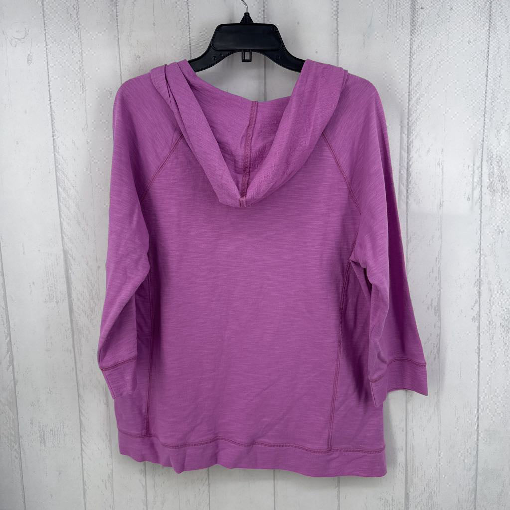R50 L split neck 3/4 slv hooded pullover