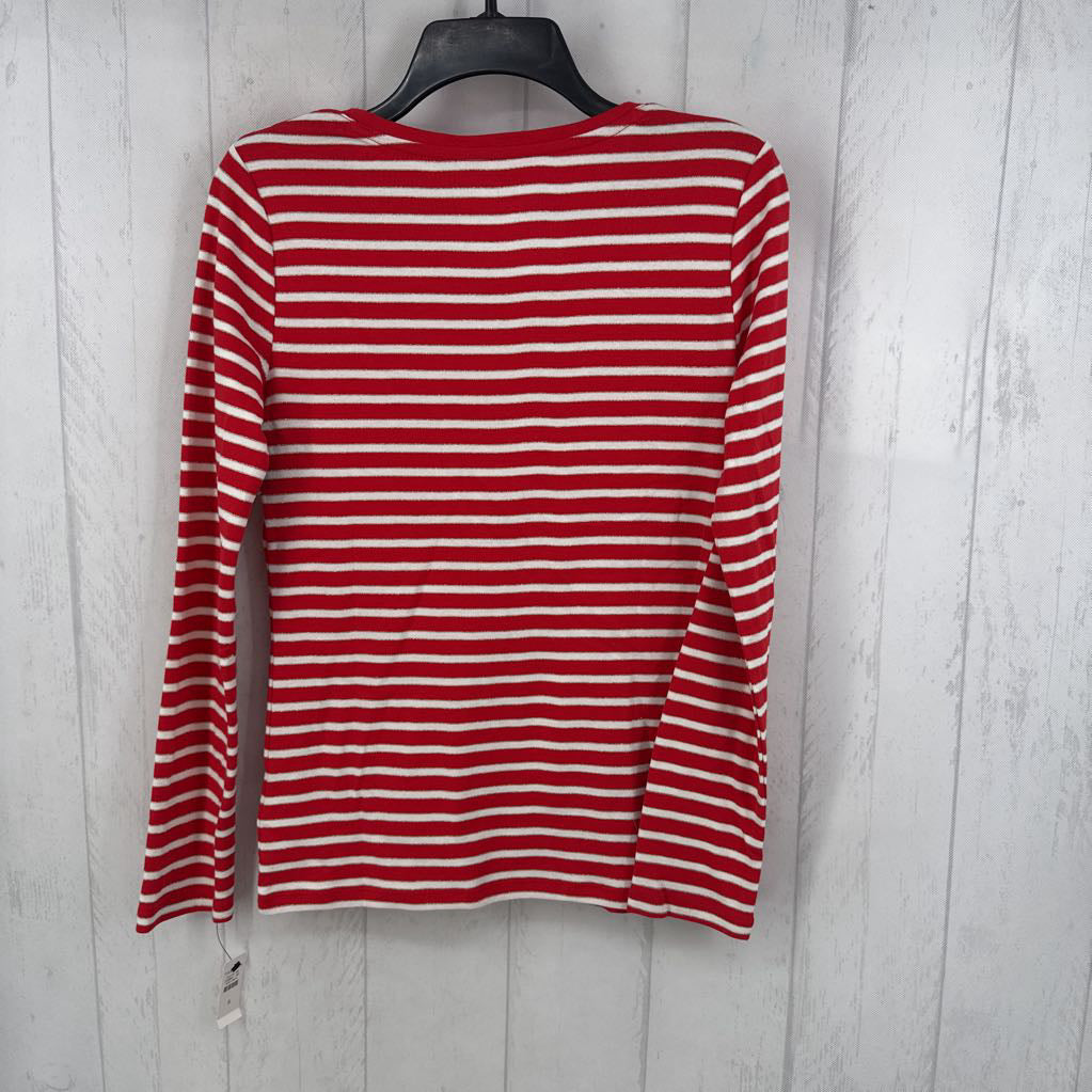S striped v-neck l/s tee