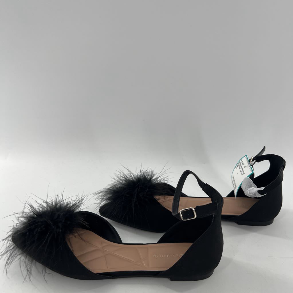 6.5 faux fur pm ankle strap flats