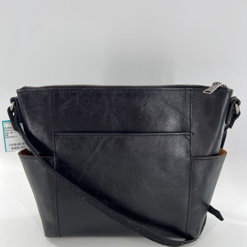 top zip crossbody w/ exterior slip pockets